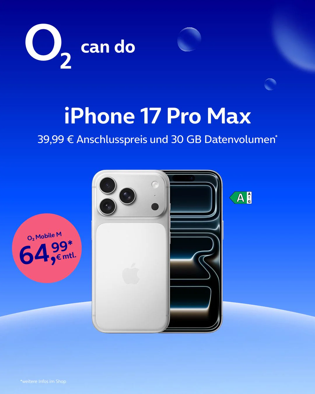iPhone 17 Pro Max mit o2 Mobile M (30 GB)