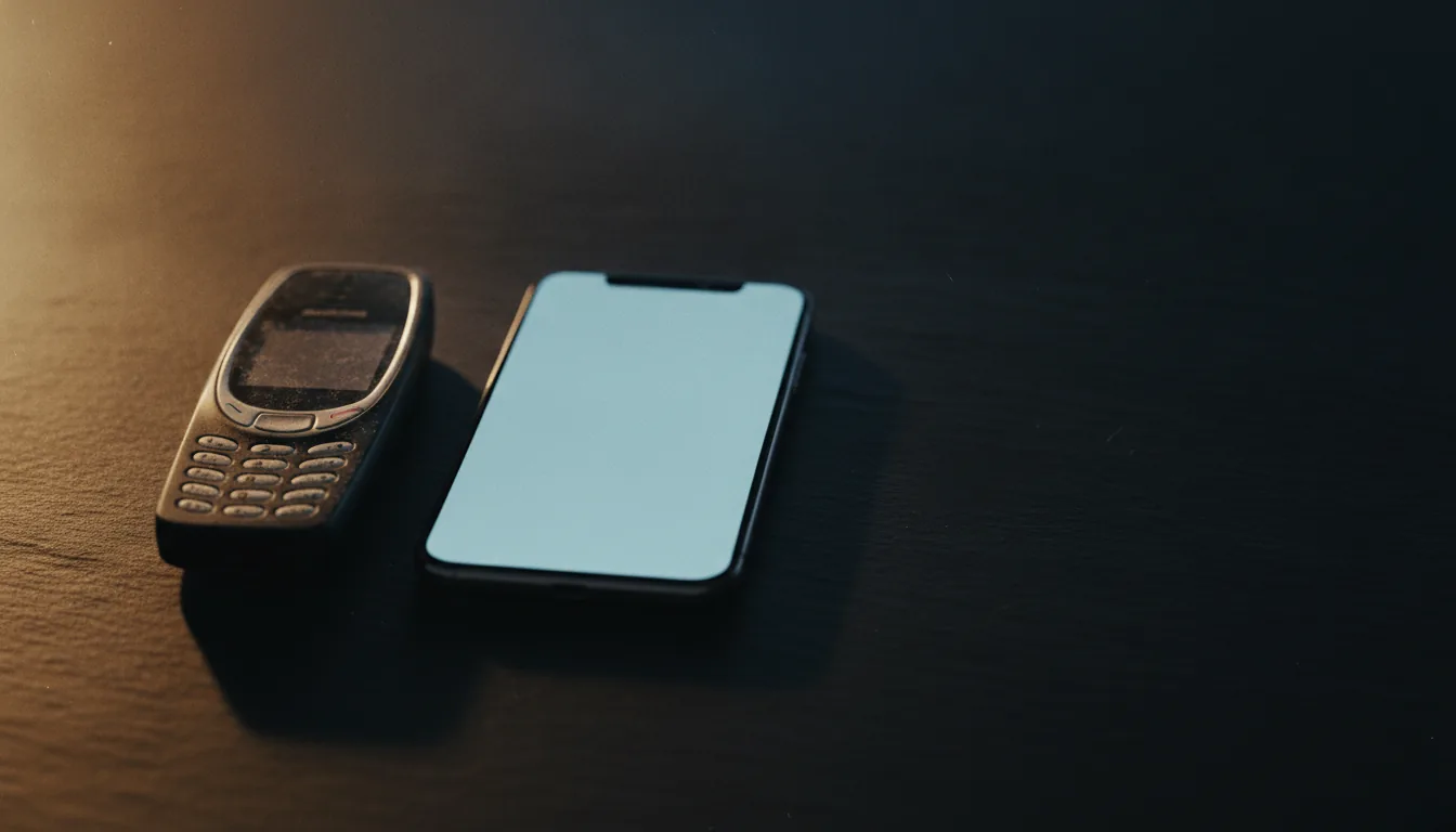 Altes Tastenhandy neben einem modernen Smartphone – Symbolbild für die 2G-Abschaltung