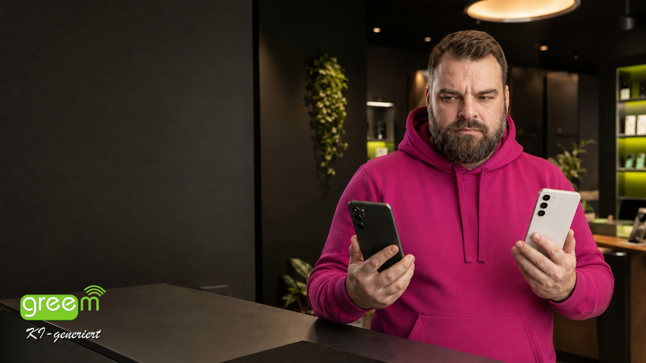 Christian Rill vergleicht im greem Shop zwei Smartphones