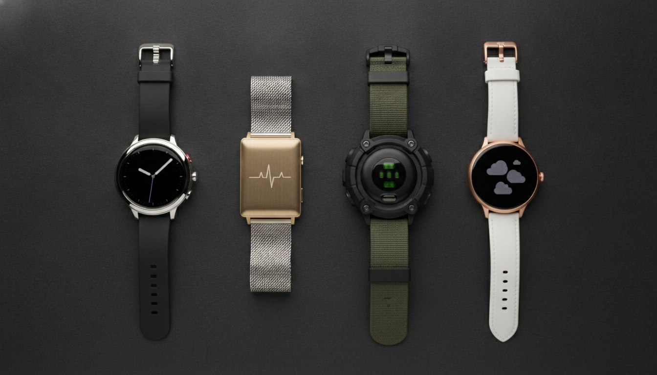 Mehrere Smartwatches verschiedener Hersteller nebeneinander